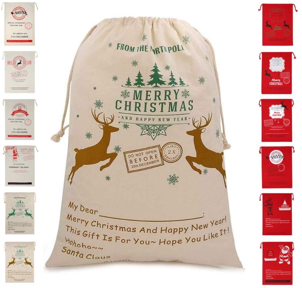 Bonison Christmas Bag Santa Sack Canvas Bag for Gifts Santa Sack Special Delivery Extra Large Size 27.6"x19.7"