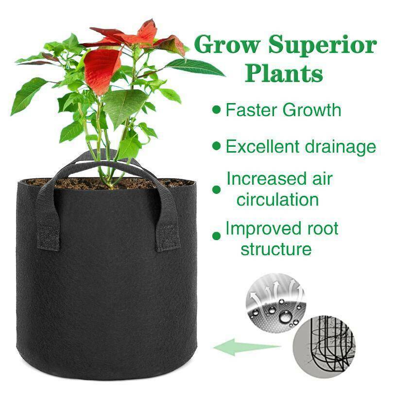 6 Pack Grow Bags Garden Heavy Duty Non-Woven Aeration Plant Fabric Pot Container