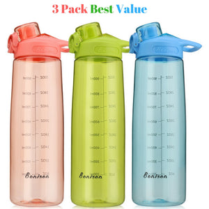 Bonison 34 OZ Wide Mouth Sports Water Bottle Flip Top Lid With