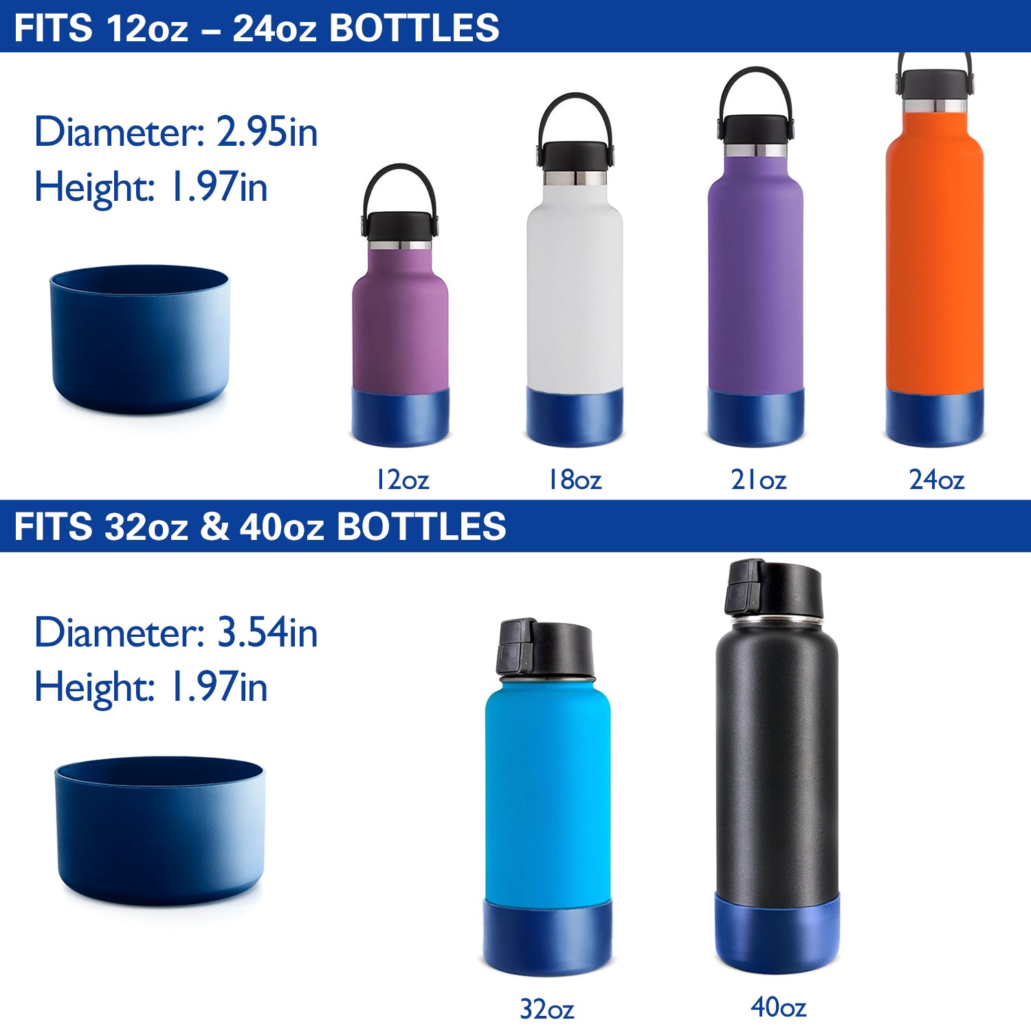 Protective Silicone Boot Sleeve For 12oz-40oz Water Bottles, Anti-slip Bottom  Cover Accessories