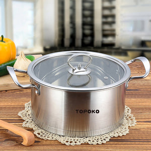 Stainless Steel 4-quart Saucepot - Perfect Family Soup Pot with Tempered Glass Lid