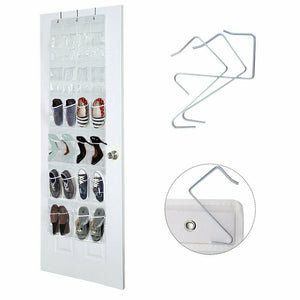 24 Pockets Over The Door Shoe Pantry Closet Cabinet Organizer Rack Clear Display