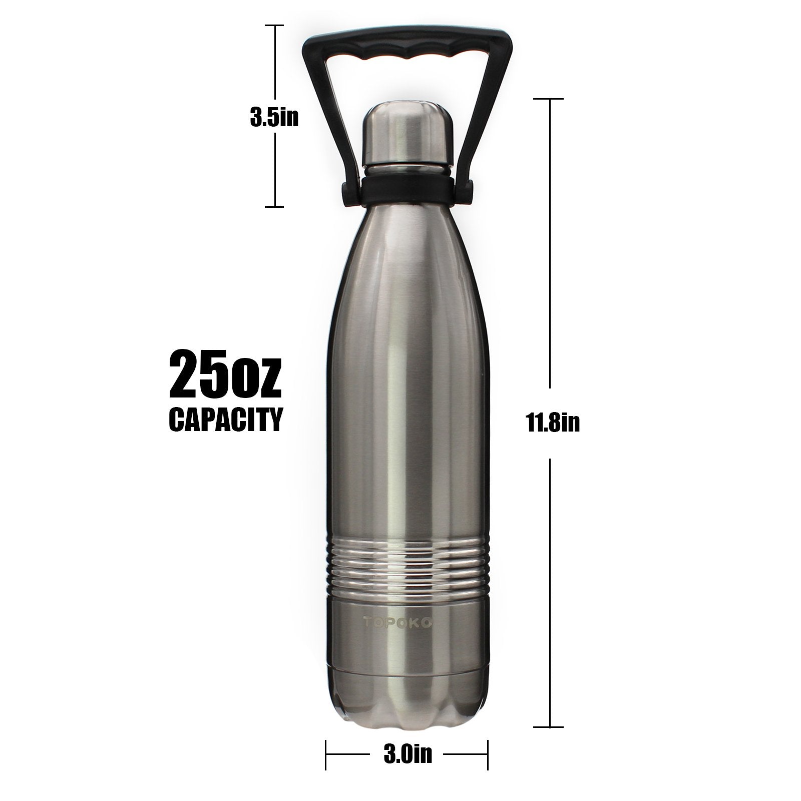 Insulated Water Bottle 9 oz Stainless Steel Double Wall Vacuum Flask (Black)