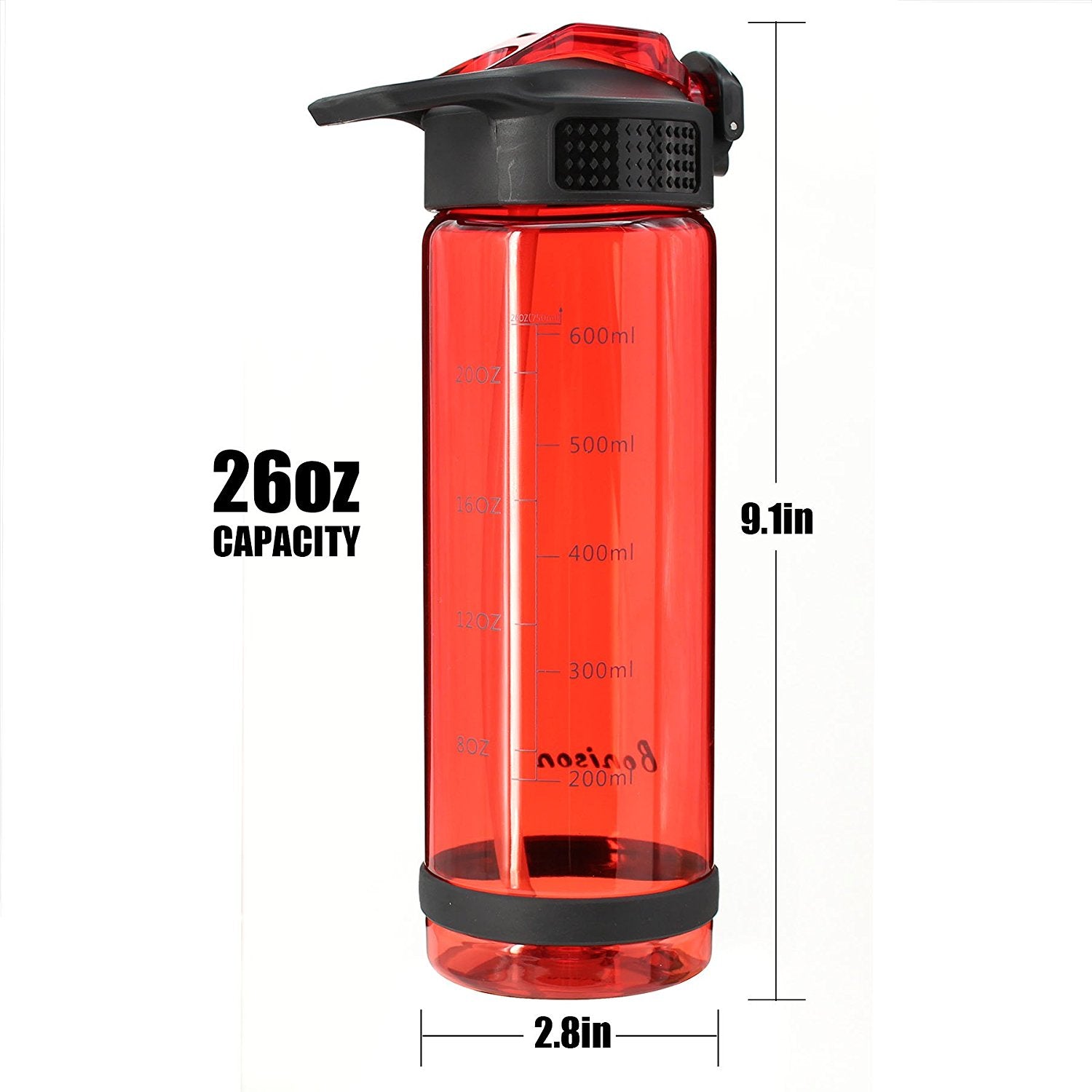 Bonison 26 OZ Water Bottle With Straw BPA Free Shaker Bottle Protein Powder  Mixing Bottle With Lid Lock - Easy One Hand Operate Sport Bottle - Red –  TOPOKO