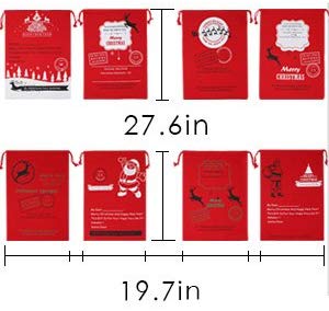 Bonison Holiday Theme Bag for Christmas with Cartoon Design,Large Canvas Santa Sack for Carrying Candy, Gift, Present for Party, Trick or Treat (Xmas Bag 12 pcs)