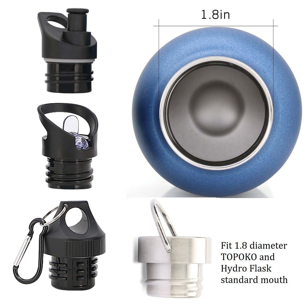 Leak Proof Twisted Cap For TOPOKO and HydroFlask. Compatible Lid for Stainless Steel Vacuum Insulated Double Wall Water Bottle, Standard Mouth 1.8"
