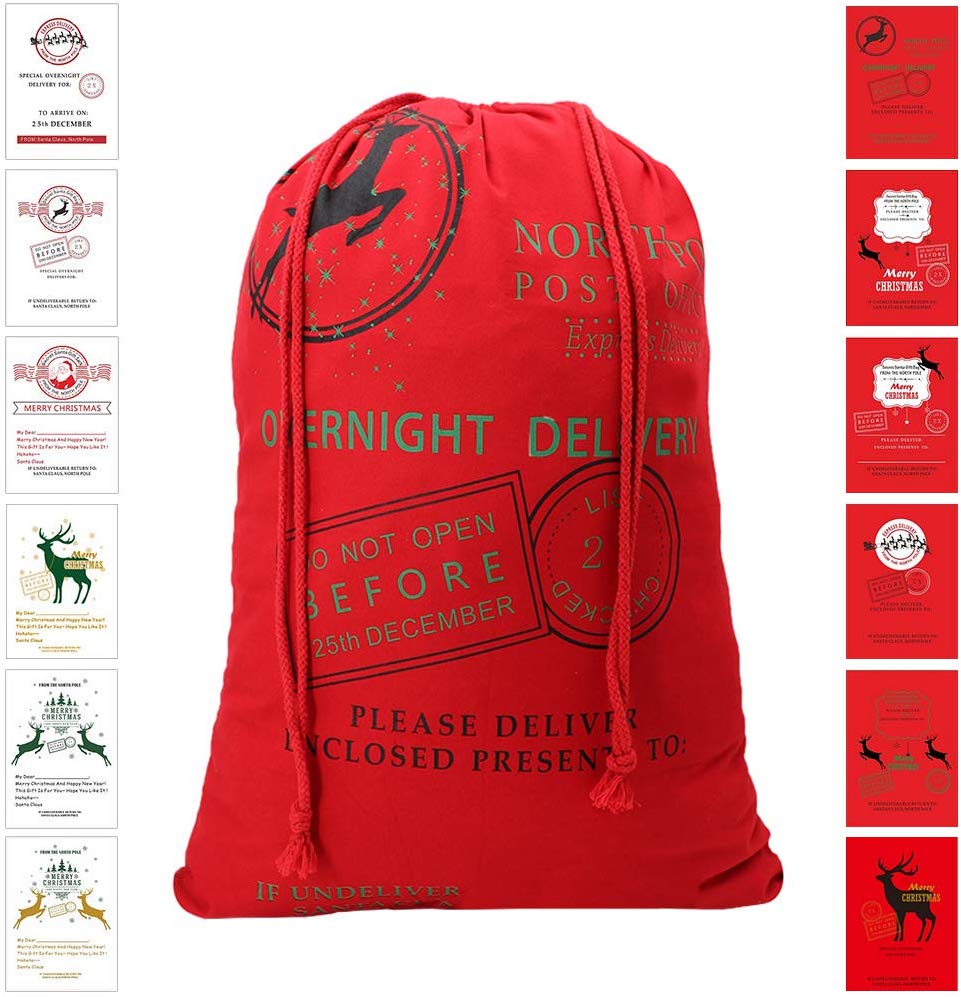 Bonison Christmas Bag Santa Sack Canvas Bag for Gifts Santa Sack Special Delivery Extra Large Size 27.6"x19.7"