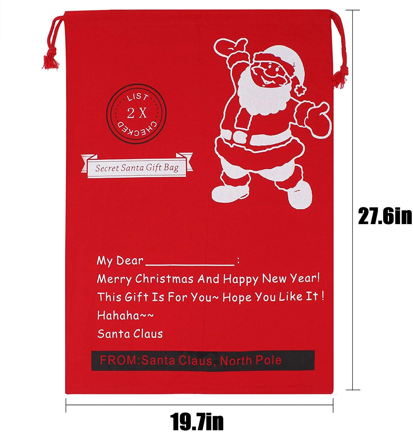 Christmas Bag Santa Sack Canvas Bag For Gifts Santa Sack Special Delivery Extra Large Size 27.5"x19.5" (6 Random)