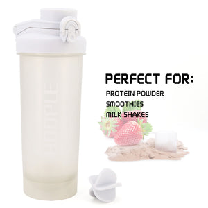 Hoople 24 OZ Shaker Bottle Protein Powder Shake Blender Gym Smoothie Cup, BPA Free, Auto-Flip Leak-Proof Lid, Handle with Ball Included - Gray