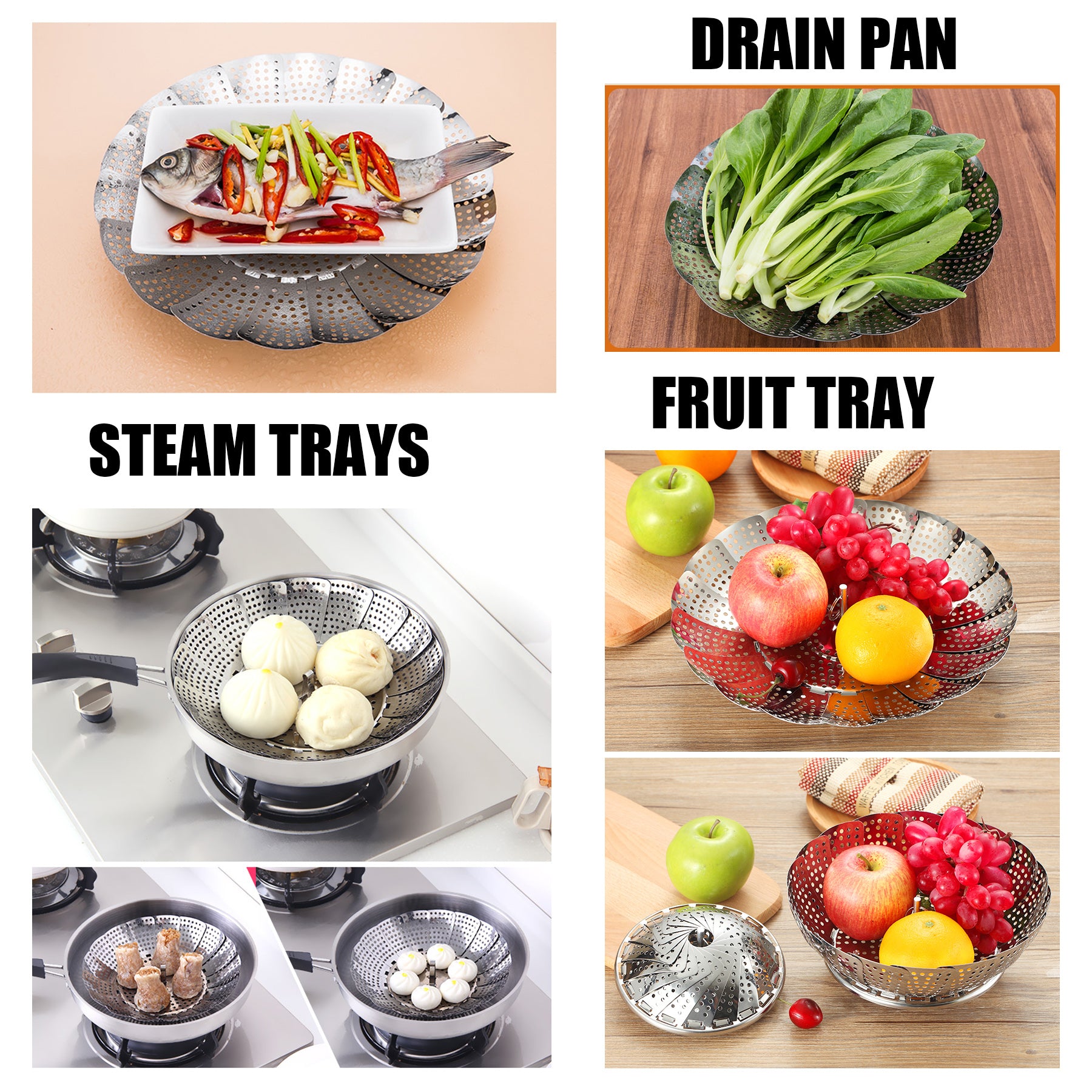 Stainless Steel Food Steamed Instant Pot Steamer Rack Cooker With