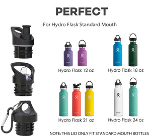 TOPOKO Replacement Lid for Standard Mouth Water Bottle Vacuum Insulated Double Wall Stainless Steel Water Bottle, Standard Mouth (Bite Valve,Straw,& Twist Lid)