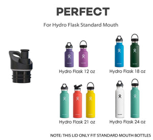 Replacement Lid for Standard Mouth Water Bottle Vacuum Insulated Double Wall Stainless Steel Water Bottle, Simple Modern Ascent and Hydro Flask Standard Mouth (Bite Valve,Straw,& Twist Lid)