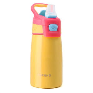 TOPOKO AUTO FLIP 12 OZ Stainless Steel Kids Water Bottle for Girls Dou