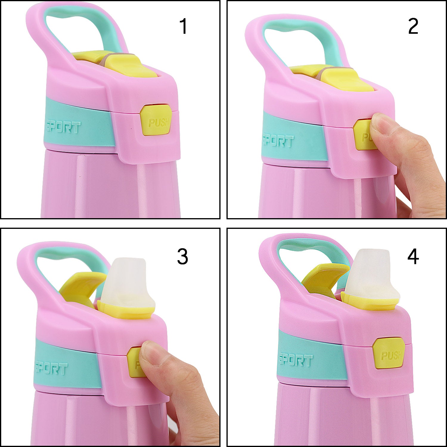 JUSTUP Kids Insulated Water Bottle with Straw Flip-Top Stainless