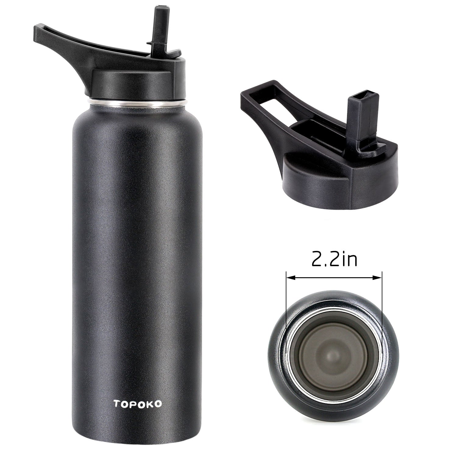 Straw Lid for Hydro Flask Wide Mouth Water Bottle, Extra Long Handle Replacement Straw Lid Set for Insulated Bottle with 2.2" Mouth. 2 Straws and 2 Brushes, BPA-Free and Leak Proof.