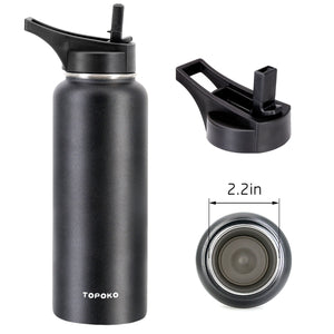 Straw Lid for Hydro Flask 12 16 18 20 32 40 64 oz Wide Mouth Water Bottle, with Carrying Handle, Sport Water Bottle Accessories, Black
