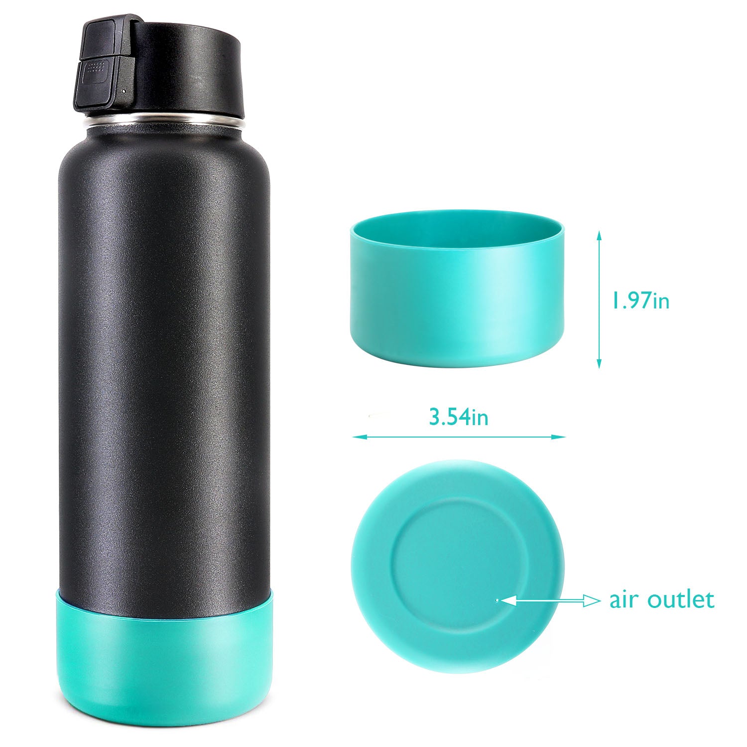 Protective Silicone Bottle Boot/Sleeve for Bottles, BPA Free Anti-Slip Bottom Cover Cap for Stainless Steel Water Bottle, Dishwasher Safe