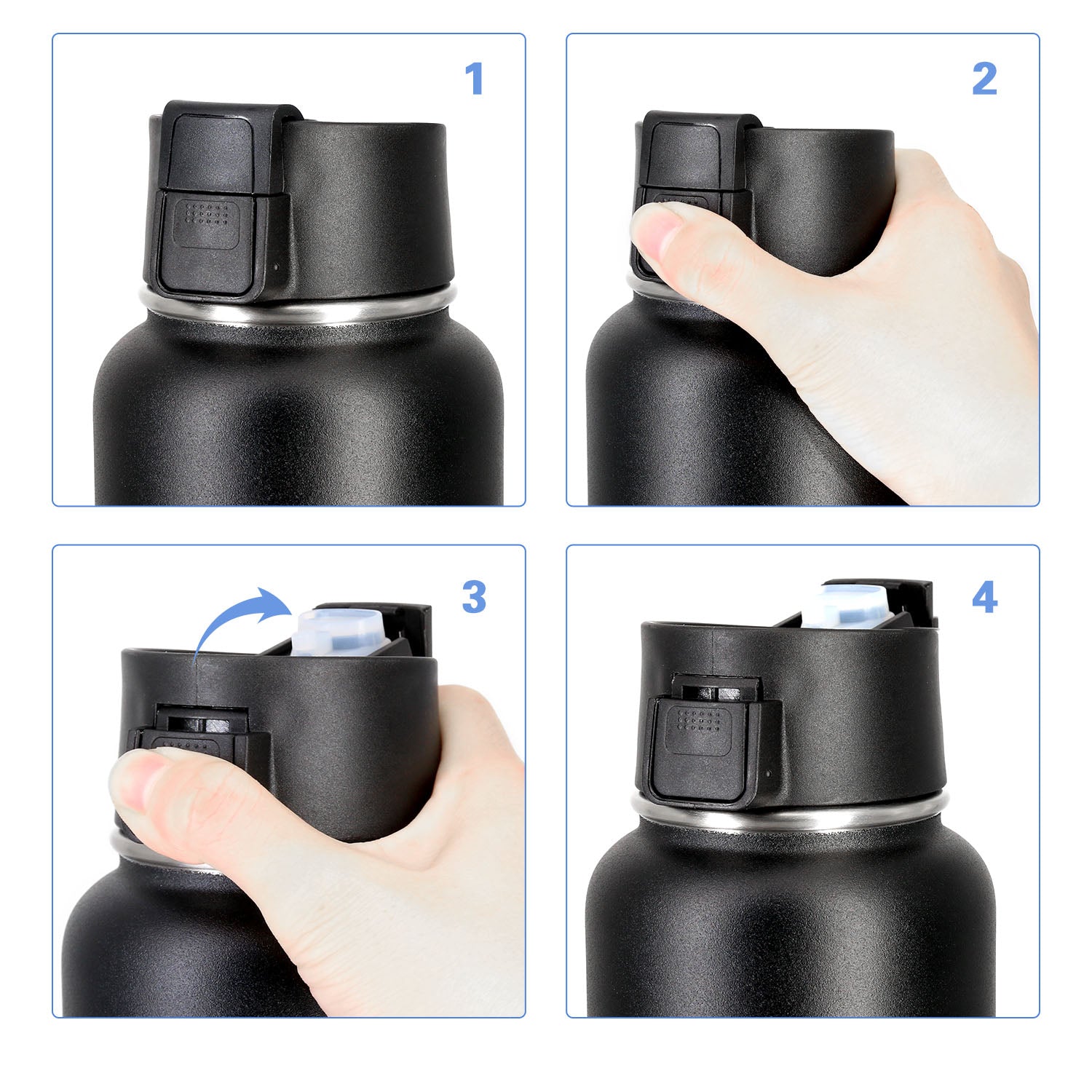 EIPOSAU Auto Flip Lid for Hydro Flask Wide Mouth, Great Spout Lid for Simple Modern, Takeya, Iron Flask and Other Brands, Replacement Lid with Button