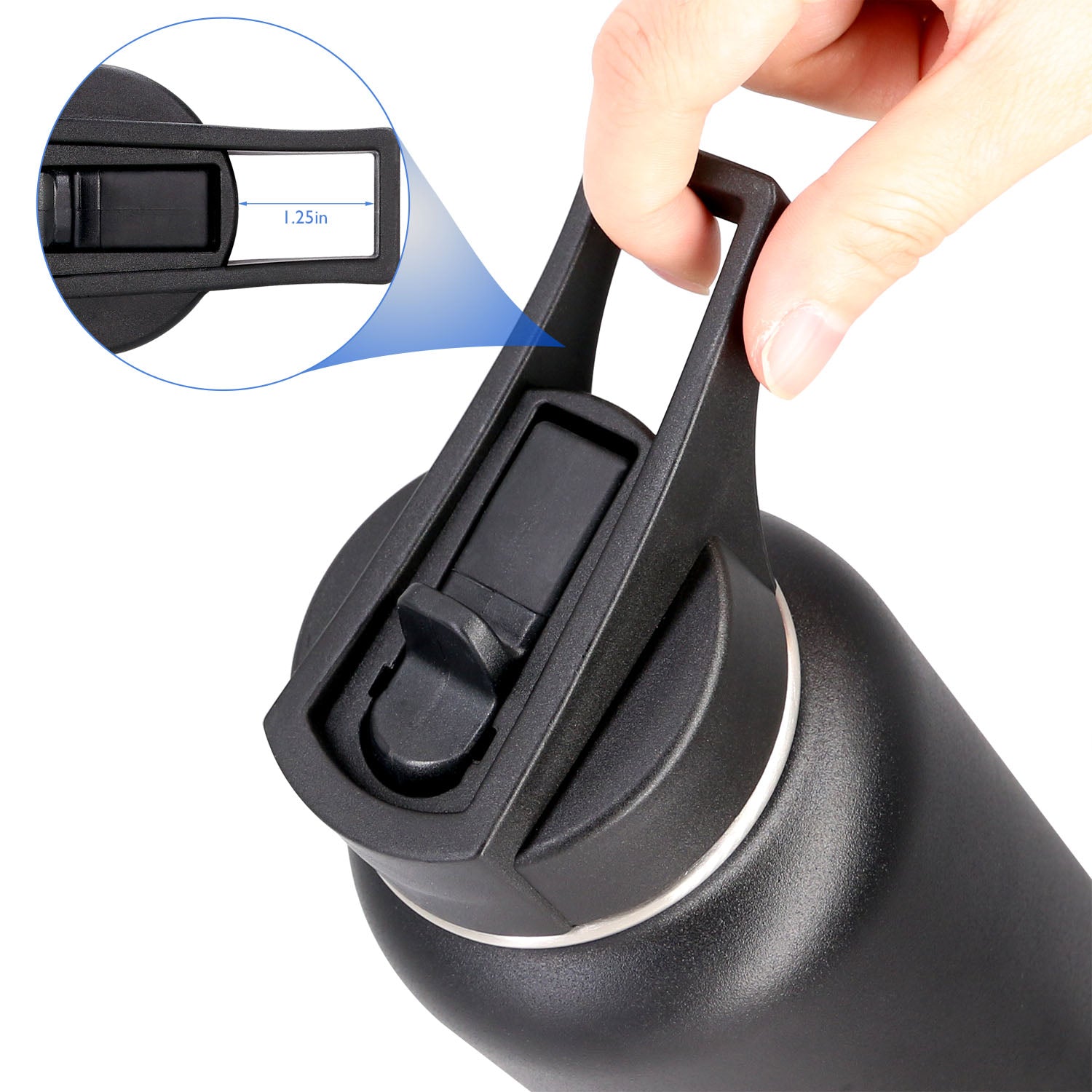 Swivel Handle Straw Lid | Black - Leak-Proof, BPA Free